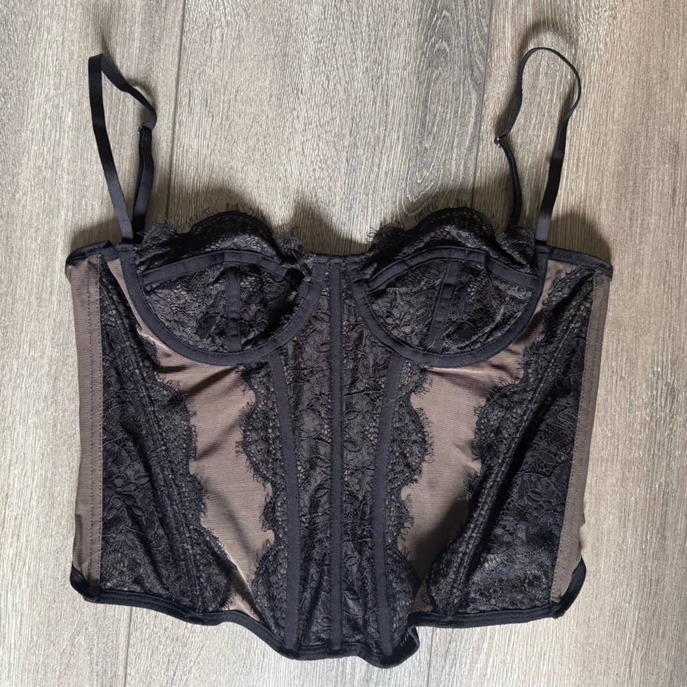 Black Lace Bustier Top
